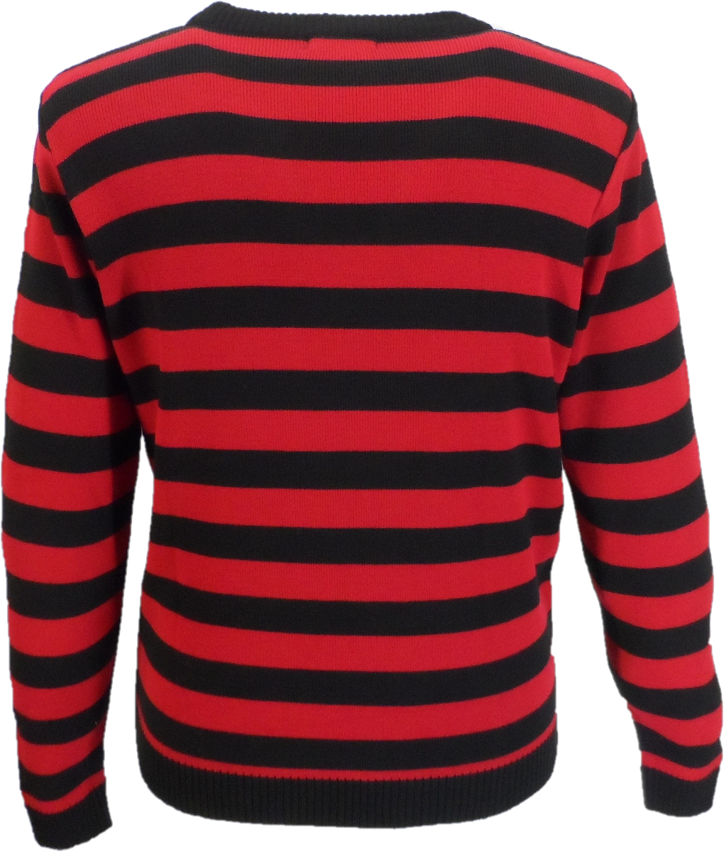 Men's Black and Red Retro Striped Jumper