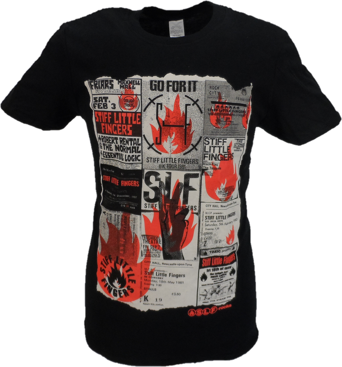 Mens Mens Black Official Stiff Little Fingers T Shirts Flyer T Shirt
