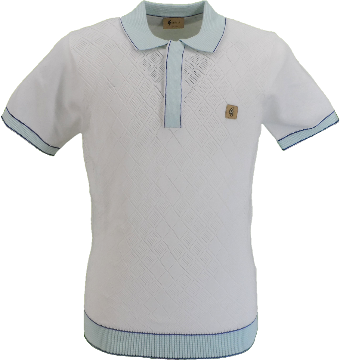 Gabicci Vintage Mens White Dafoe Geo Polo Shirt Mazeys UK