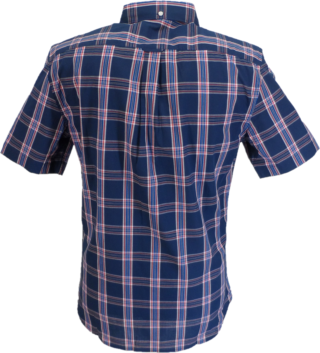 Lambretta Mens Navy/Red/Blue Checked Short Sleeved Button Down Shirts
