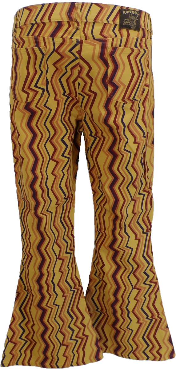 Run & Fly Mens Vintage 60s 70s ZigZag Bell Bottom Super Flares