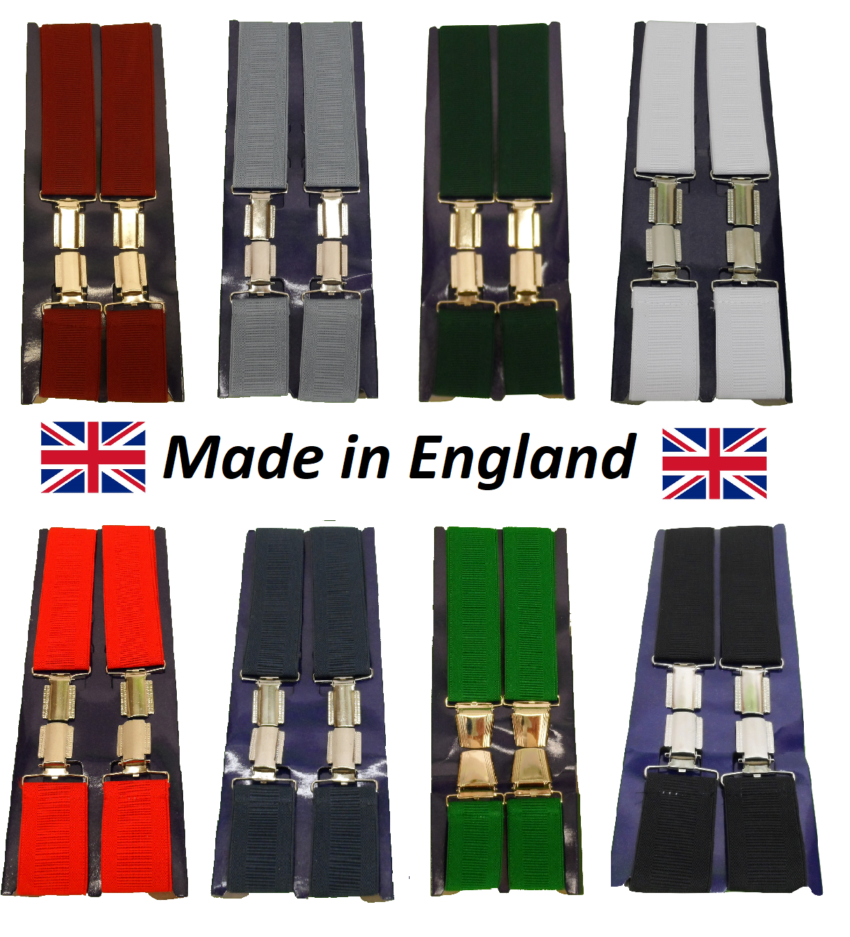 Mens 35mm 1 1/2 Inch Wide Plain Adjustable Elasticated Braces