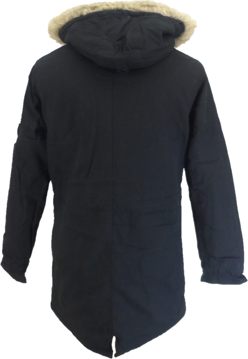 Lambretta Mens Black Retro Fishtail Parka