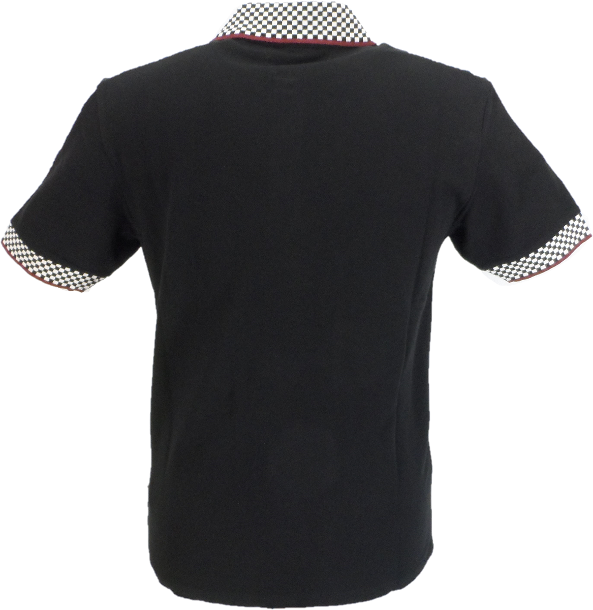 Merc Mens Black Checkerboard Trim Garfield Polo Shirt