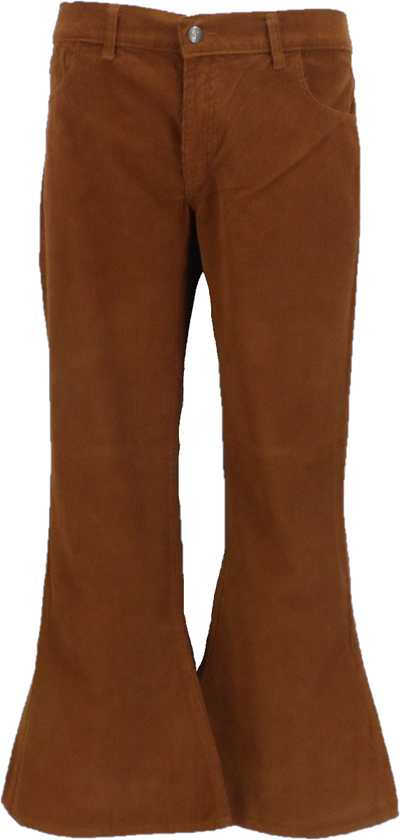 Mens 1970s Flare Trousers, Vintage Tan