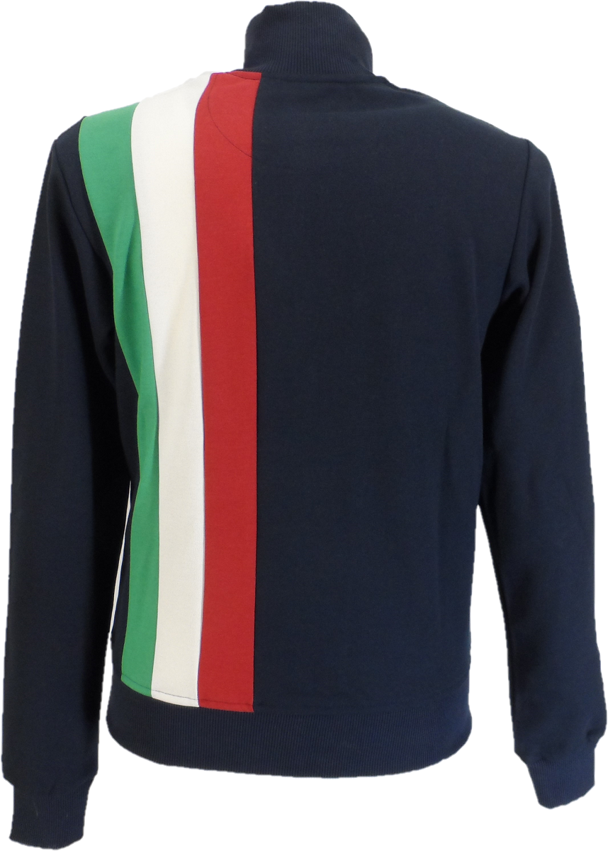 Trojan Records Mens Navy Blue Stripe Retro Track Tops