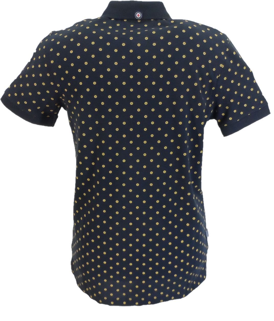 Lambretta Navy/Gold Target Print Cotton Polo Shirts
