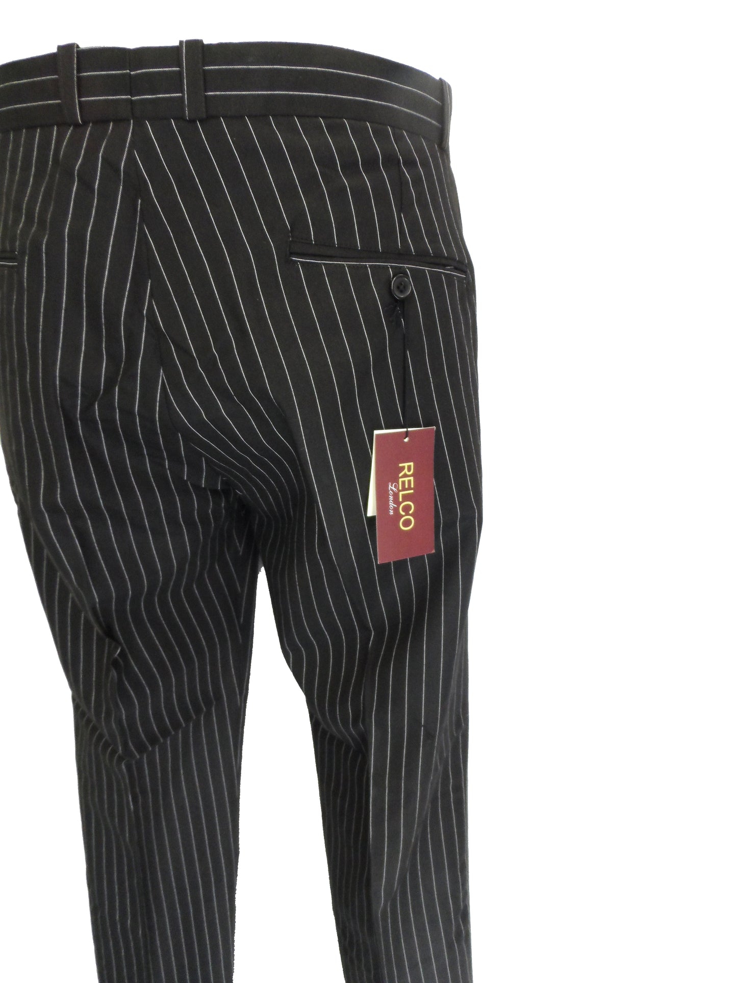 Pinstriped Black 60S 70S Retro Mod Vintage Sta Press Trousers