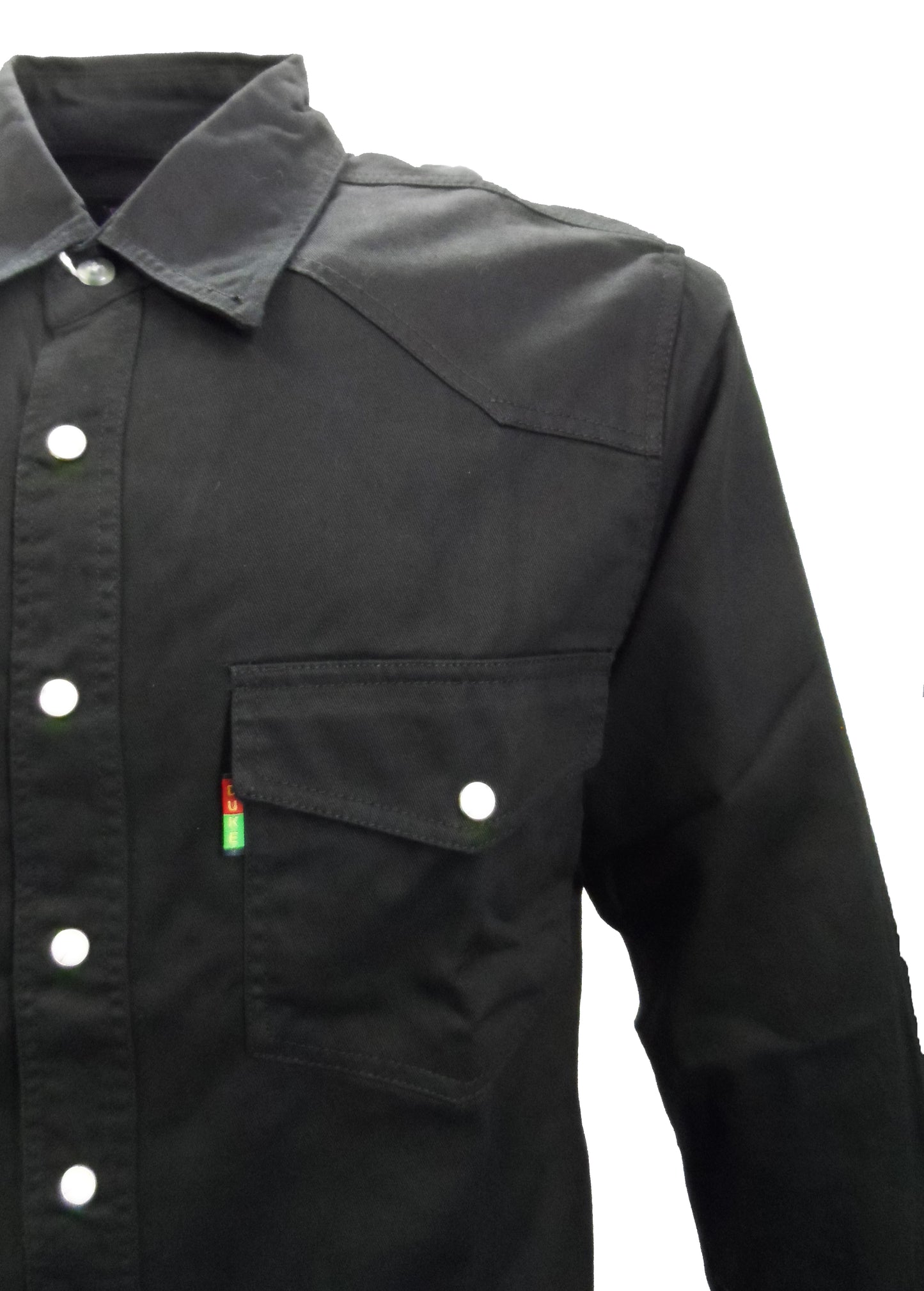 Duke Mens Black Western-style Denim Shirt