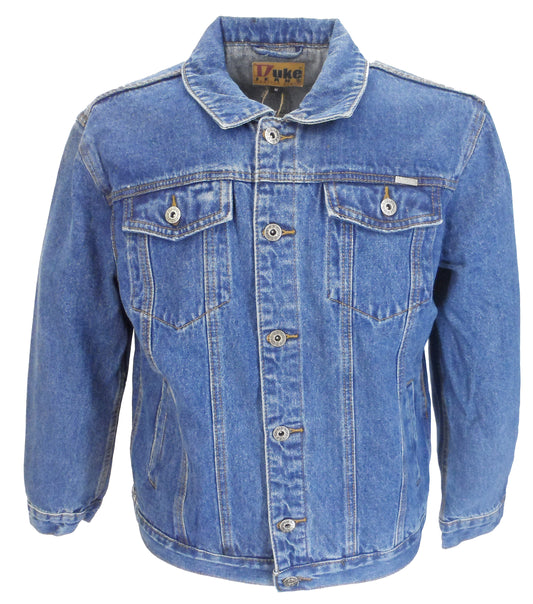 Duke Blue Stonewashed Retro Mod Biker Denim Trucker Jacket