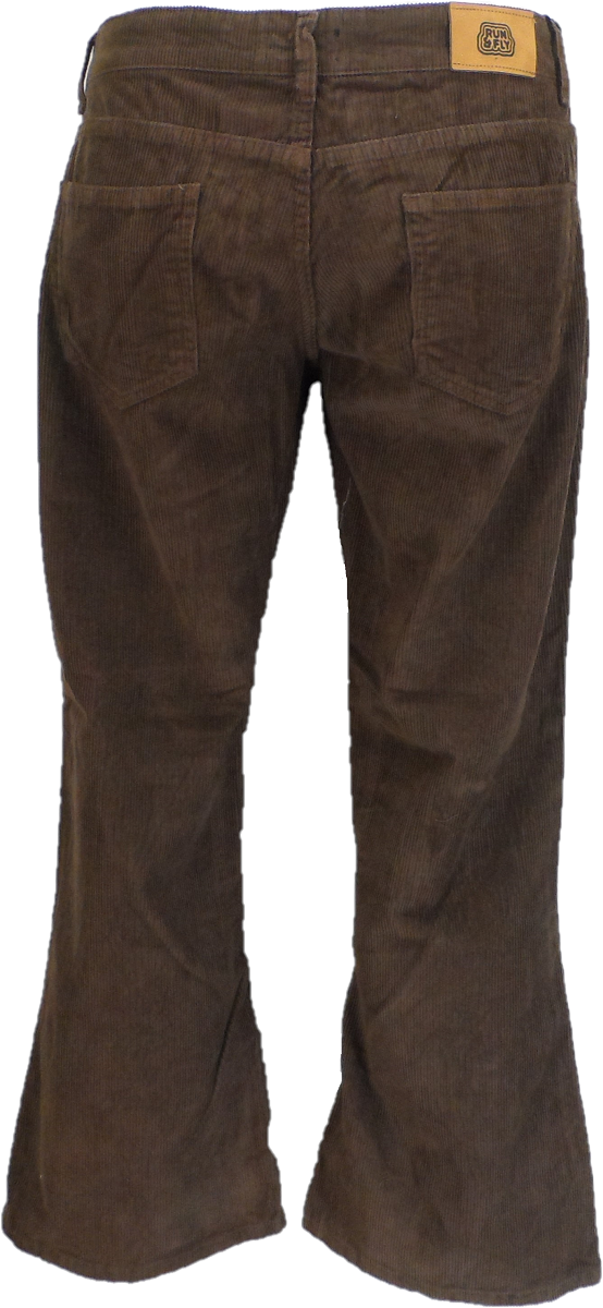 Run & Fly Mens Vintage 60s 70s Retro Brown Bootcut Flared Cords