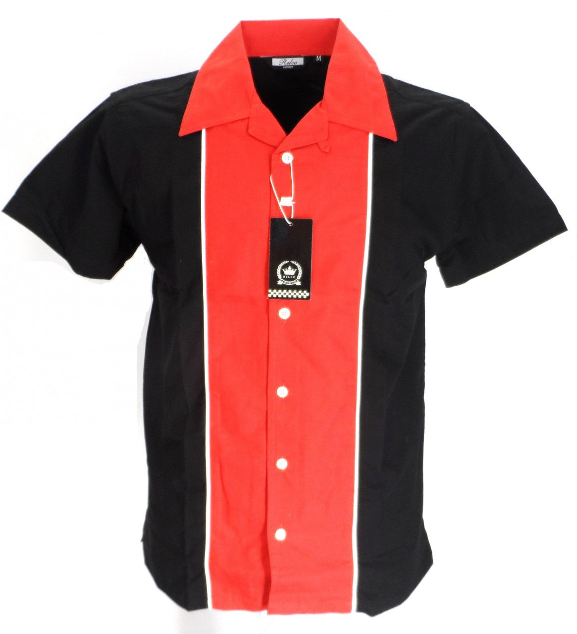 rockabilly dress shirts Steady Clothing Leopard Panel Punk Rockabilly Button Down Bowling Shirt ST35320