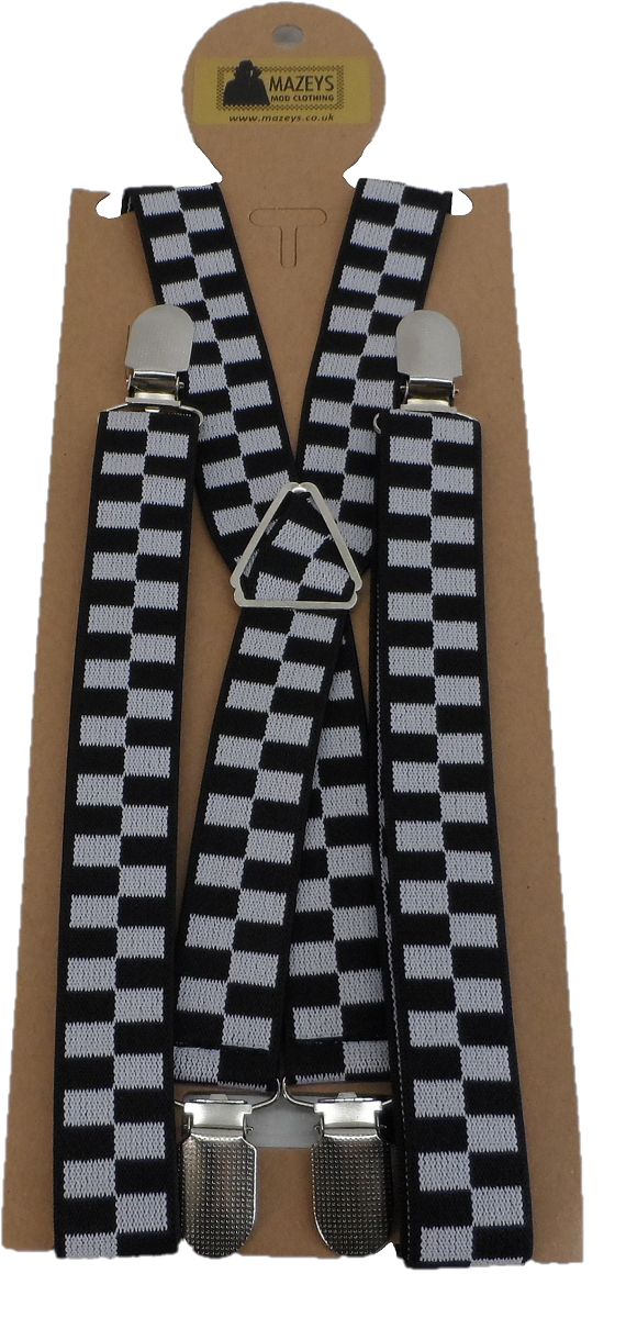 Mazeys Mens X Back One Inch Checkerboard Braces
