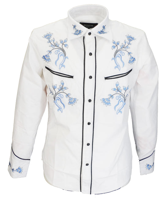 White Blue Western Cowboy Vintage/retro Shirts