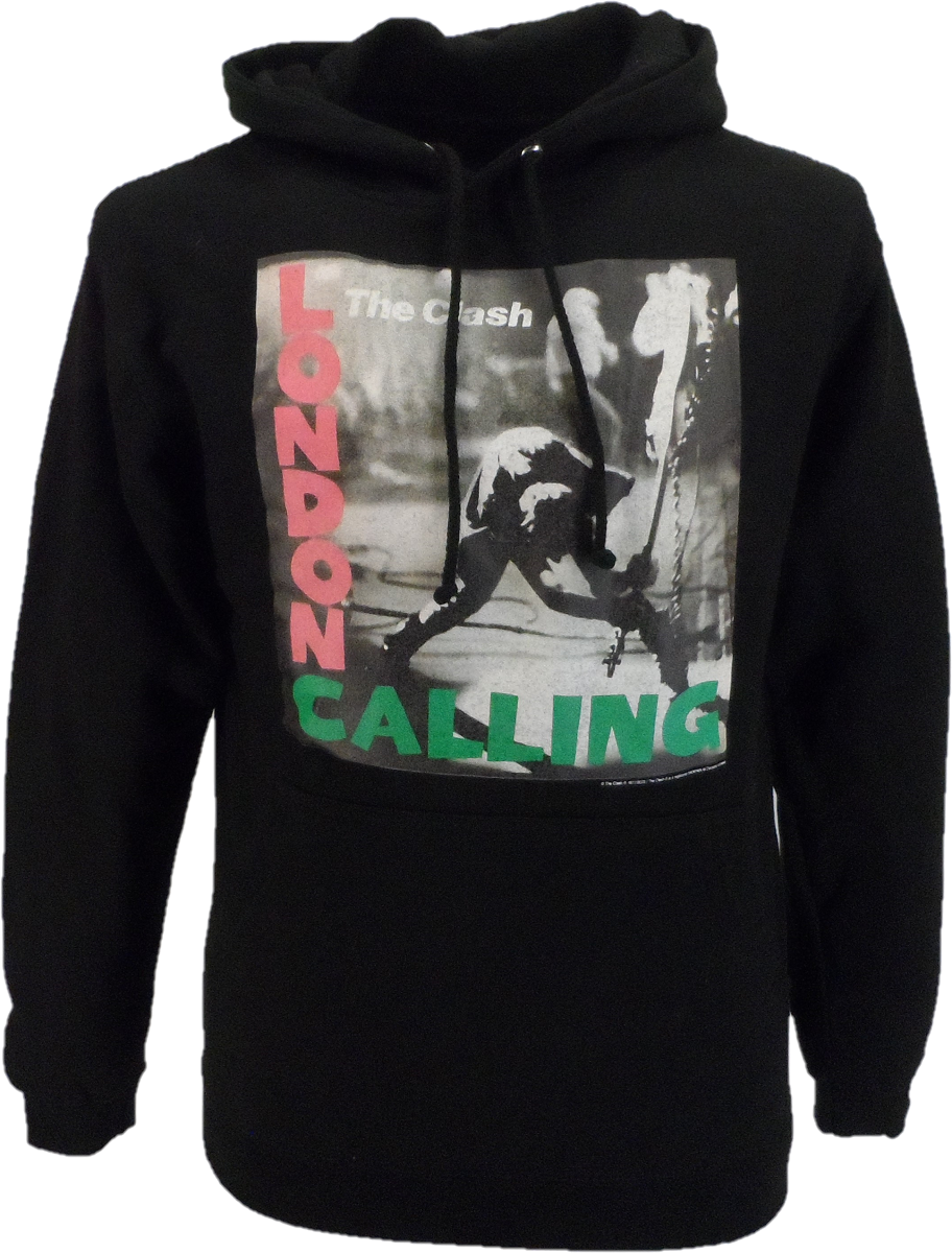 Mens Black The Clash London Calling Hooded Hoodie Top