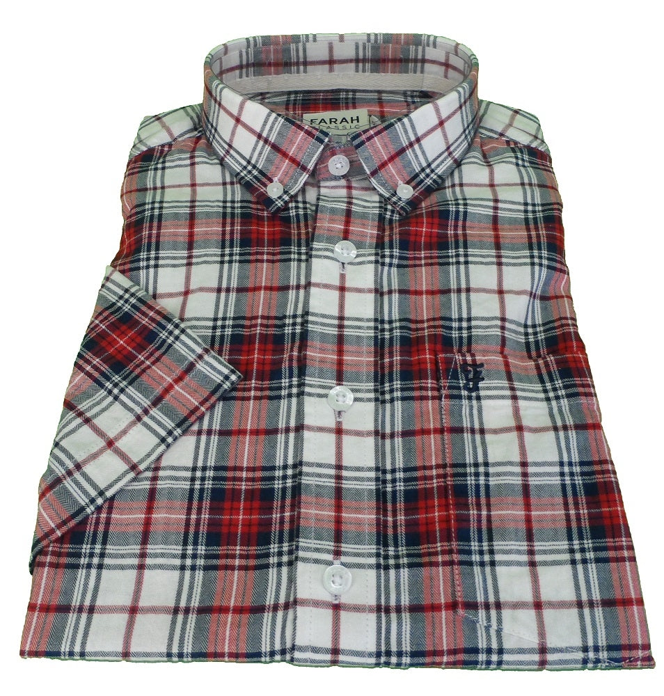 Farah Mens Red/Black/White Check 100% Cotton Short Sleeved Shirt …