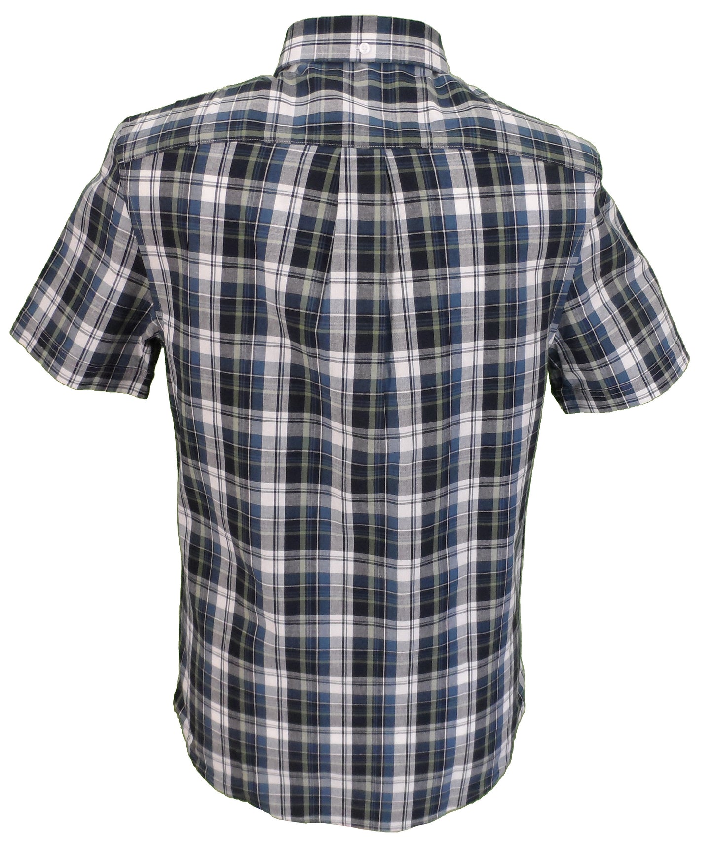 Farah Mens Teal Check 100% Cotton Short Sleeved Shirt