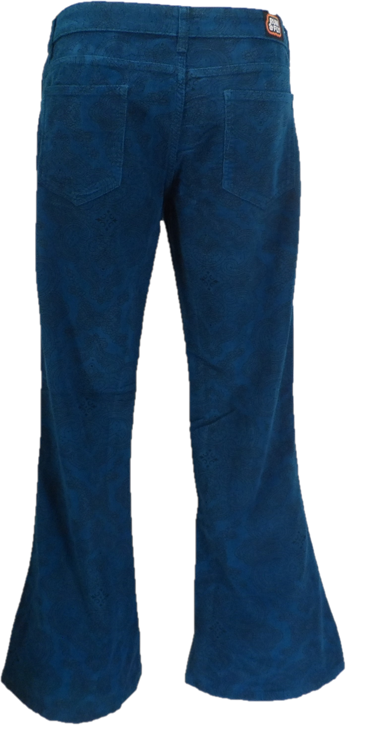 Run & Fly Mens Ink Blue Vintage Jimi Hendrix Paisley Retro Bellbottom Flares