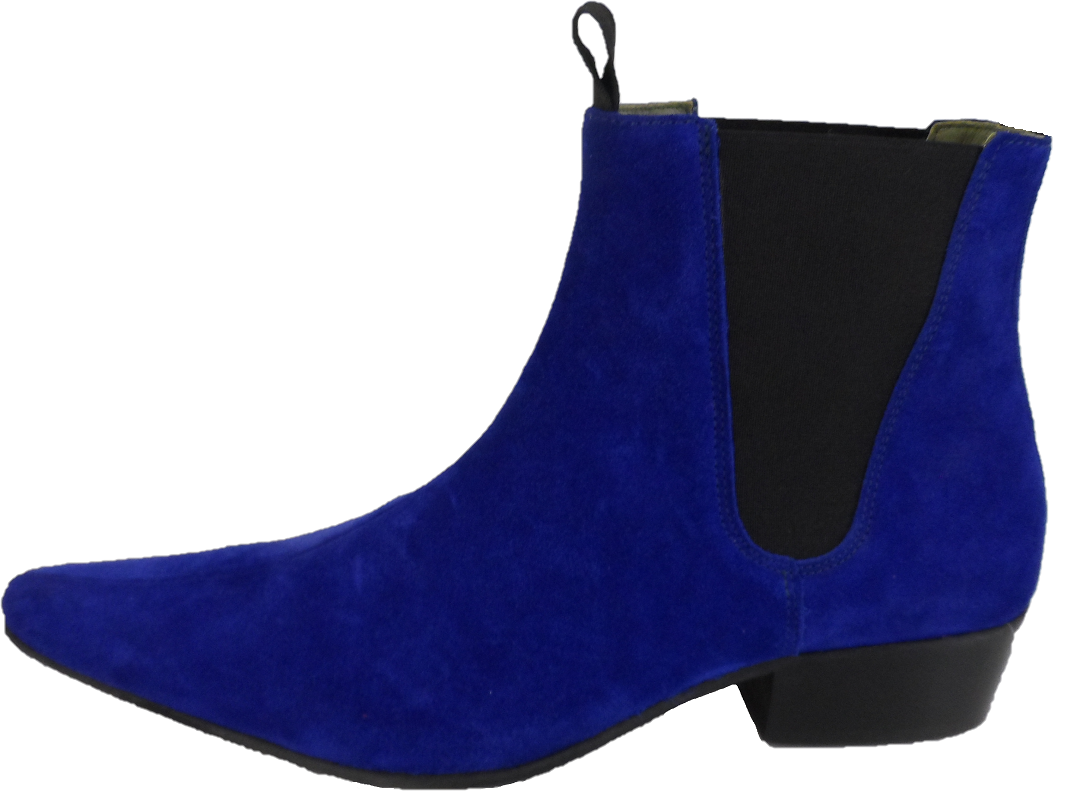 Ikon Original Blue Real Suede Winklepicker Mod Beatle Boots