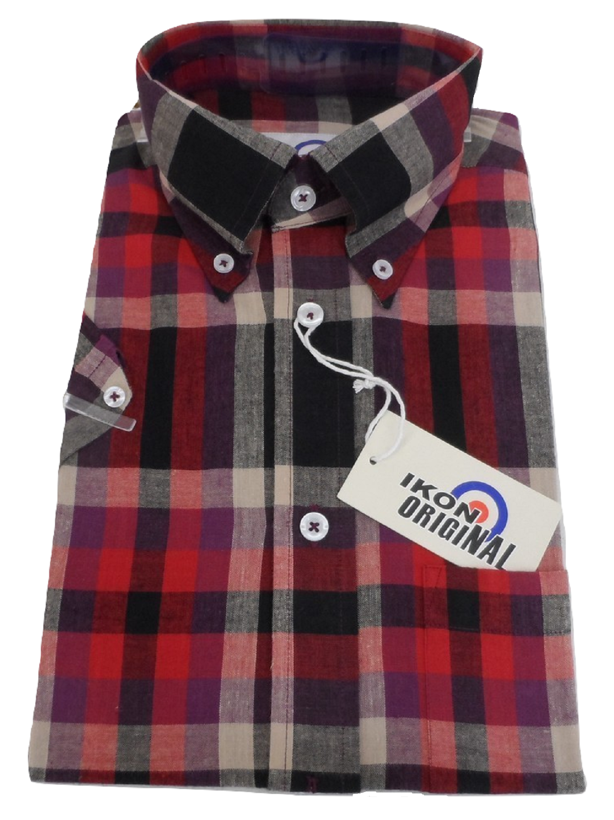 Ikon Original Purple Checked Short Sleeved Button Down Shirts