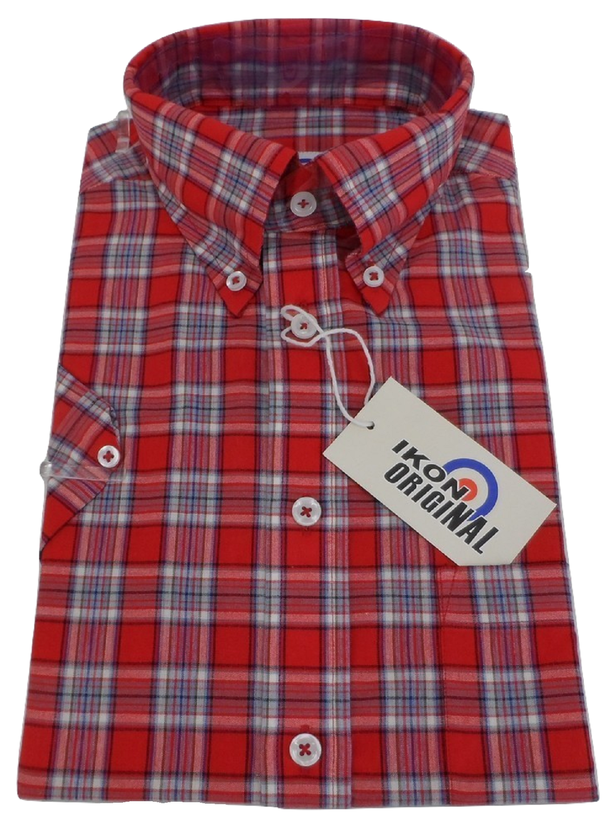 Ikon Original Red Checked Short Sleeved Button Down Shirts