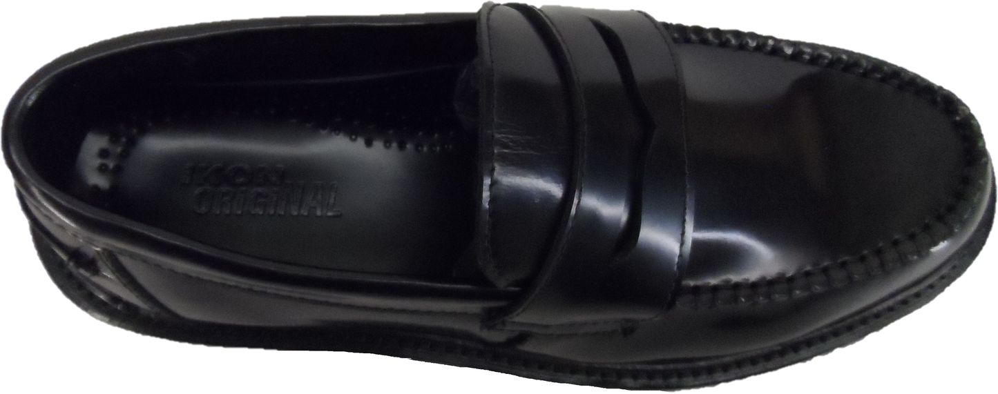 Ikon Original Black Lane Penny Retro,Ska,Northern Soul Loafers