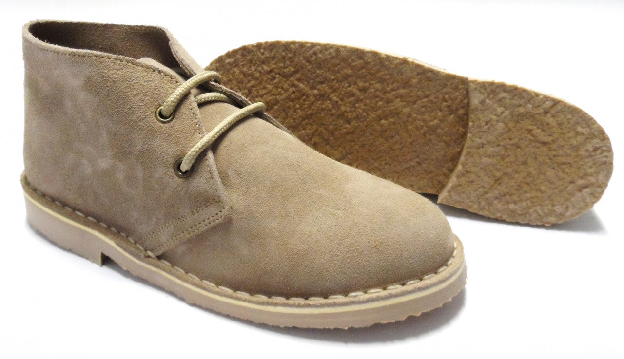 Roamers Ladies Beige 2 Eyelet Round Toe Real Suede Desert Boots