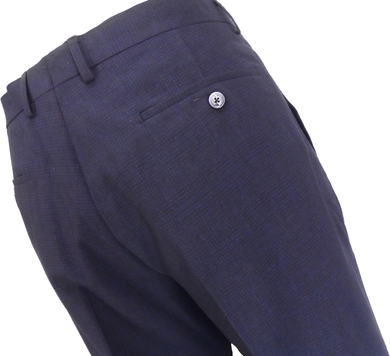Lambretta Mens Navy Blue Check 60S 70S Retro Mod Vintage Trousers