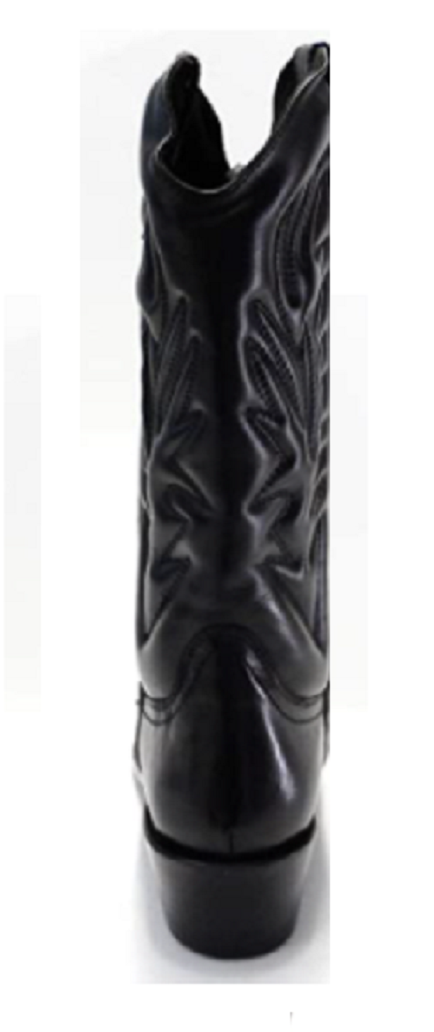 High Leg Leather Black Western Cowboy Harness Boots