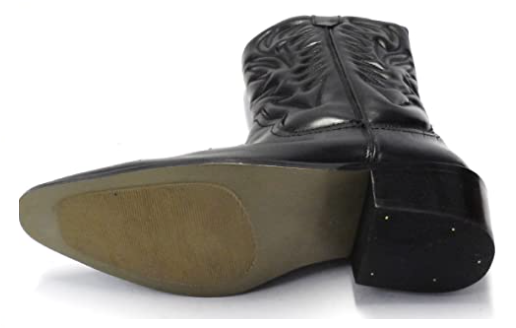High Leg Leather Black Western Cowboy Harness Boots