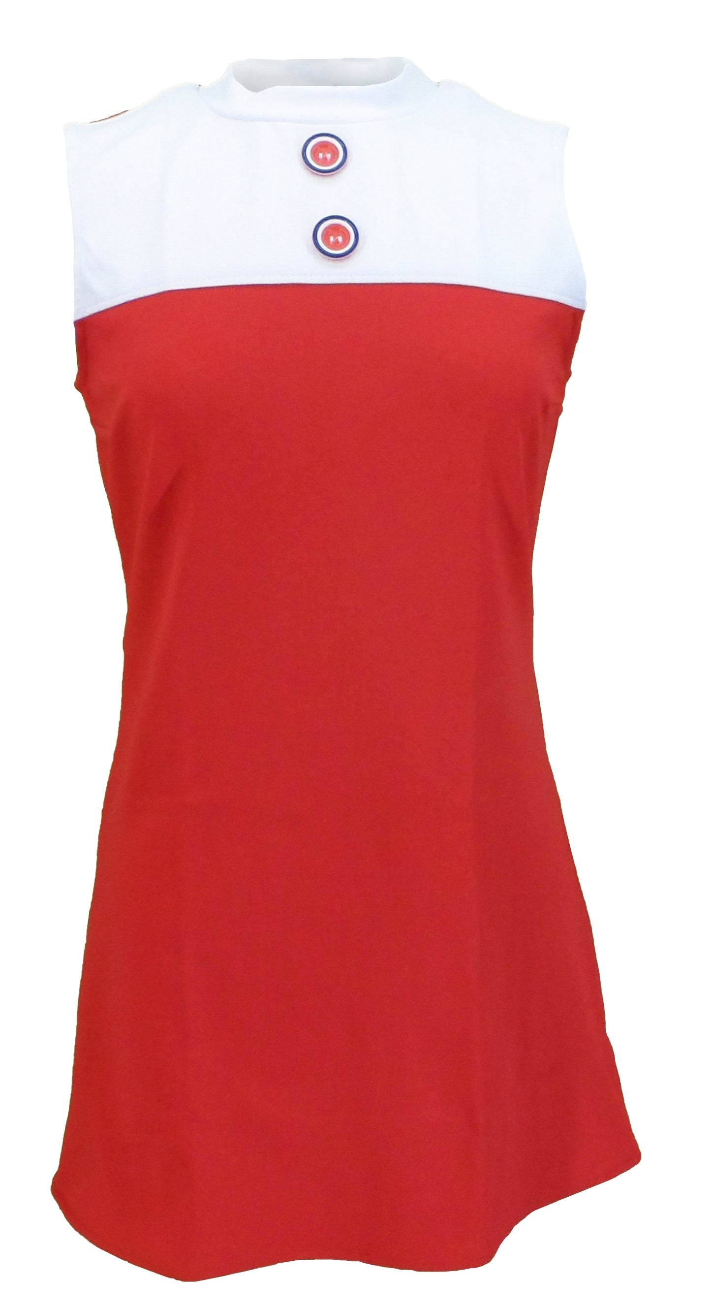 Ladies Retro Red and White Target Button Mod Dress