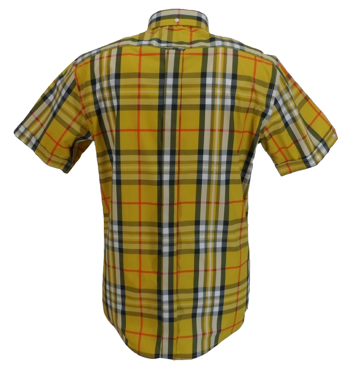Mazeys Mens Mustard Checked 100% Cotton Short Sleeved Shirts