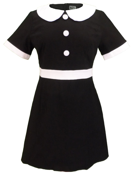 Ladies 60s Retro Mod Vintage Black Dress