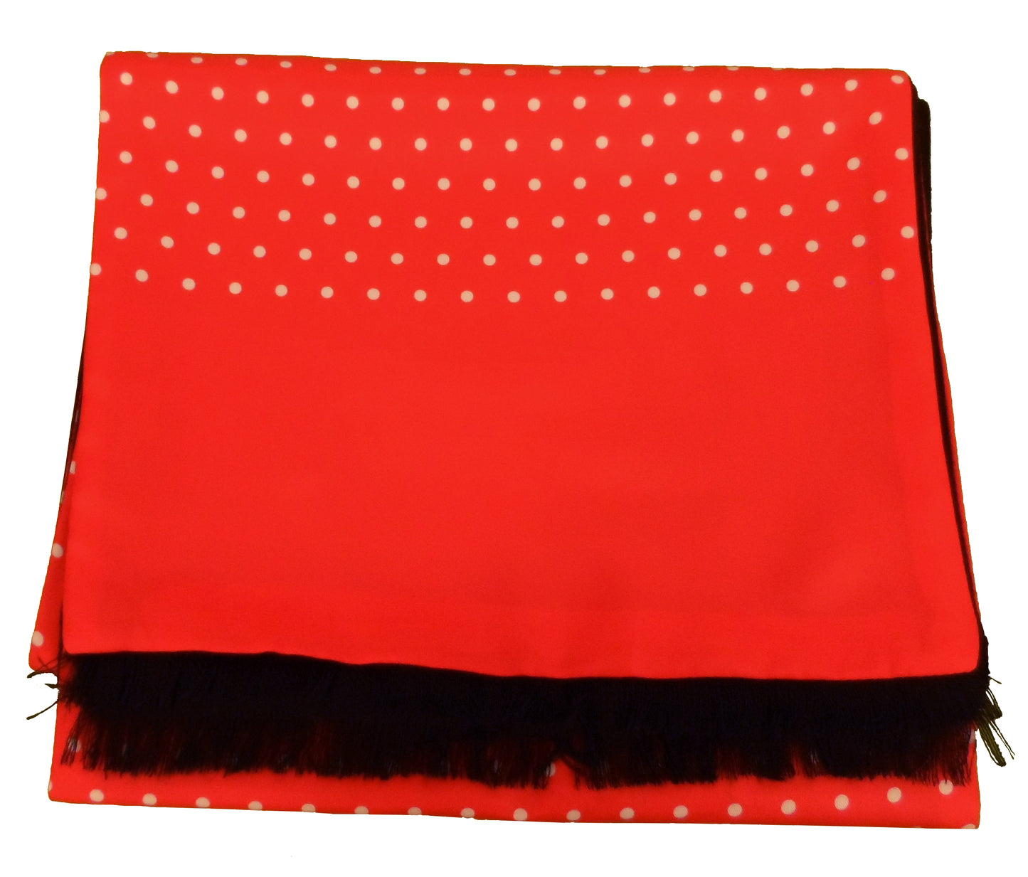 Mazeys Mens Classic Retro Mod Mod Tassled Scarf Lava Red Polka Dot