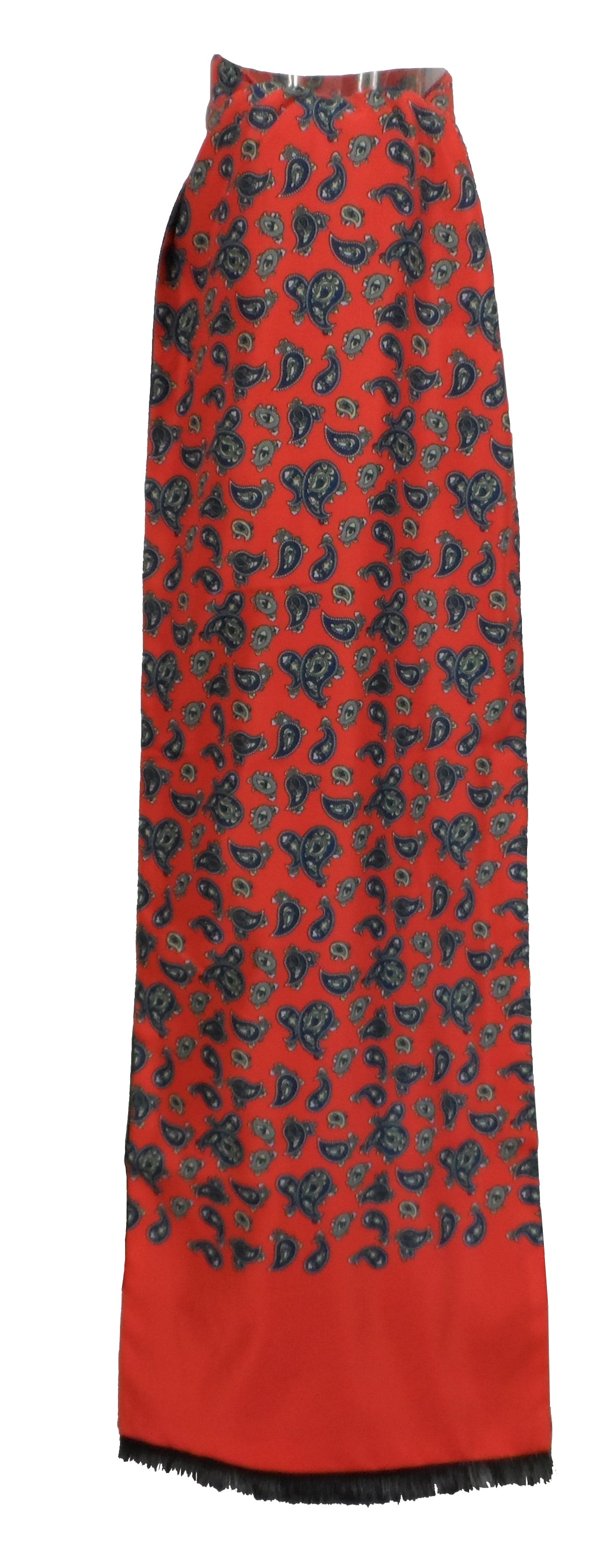Mazeys Mens Classic Retro Mod Mod Tassled Scarf Lava Red Paisley …