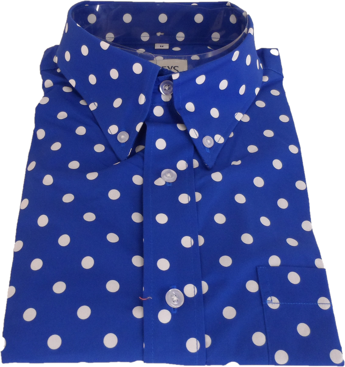 Mazeys Mens Mid Blue and White Polka Dot 100% Cotton Shirts…