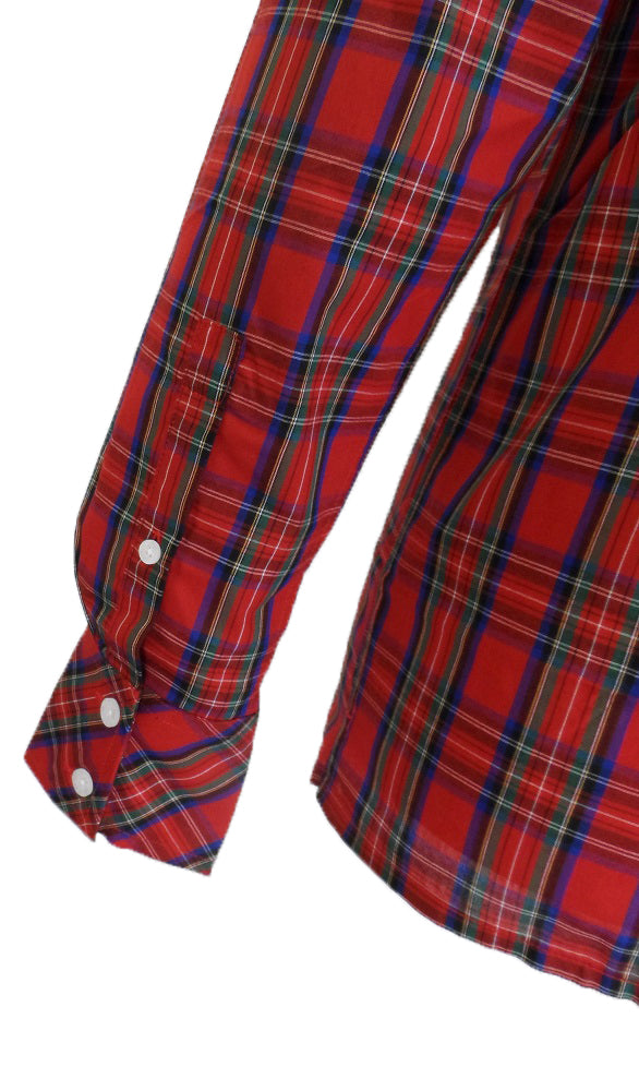 Merc Red Neddy Cotton Long Sleeved Retro Mod Button Down Shirts