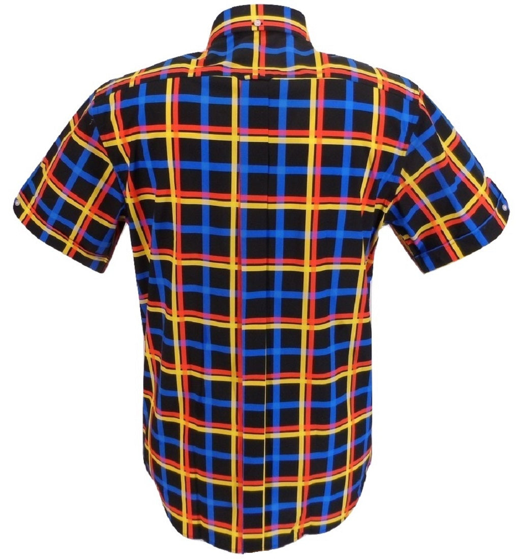 Mazeys Mens Black Multi Checked 100% Cotton Short Sleeved Shirts