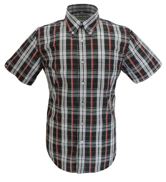 Mazeys Mens Black/Grey/Red Checked 100% Cotton Short Sleeved Shirts