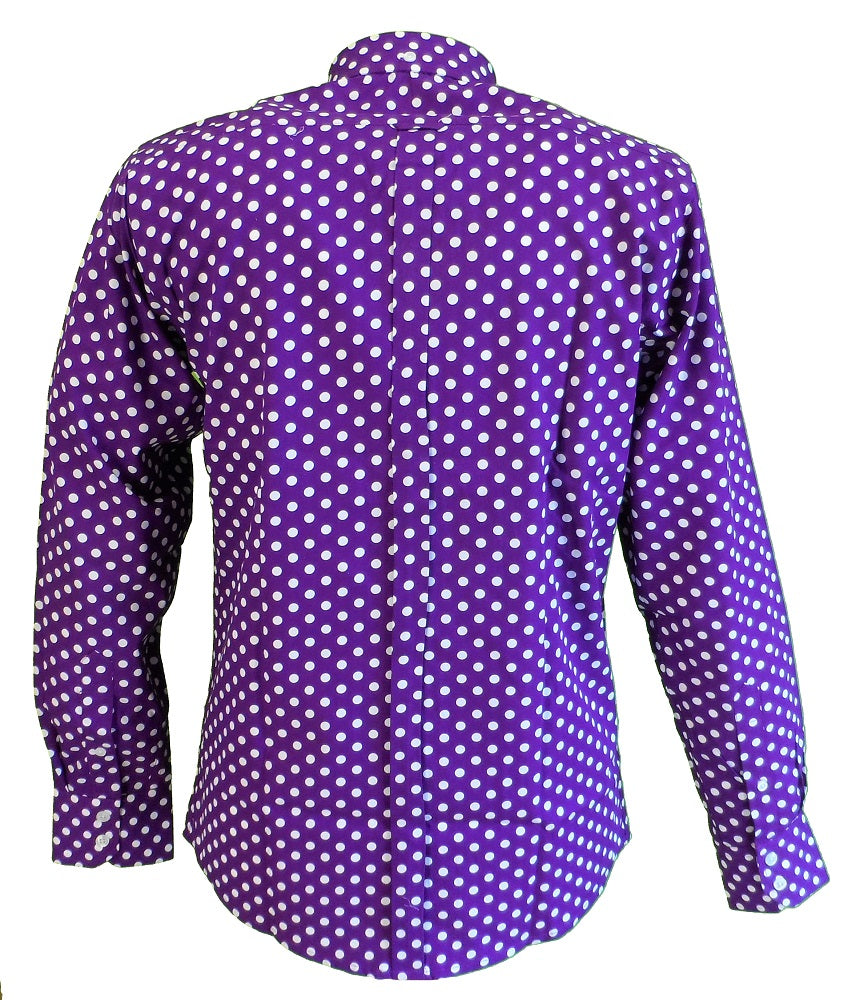 Relco Purple/White Polka Dot Men's Classic Mod Vintage Design Shirt`s