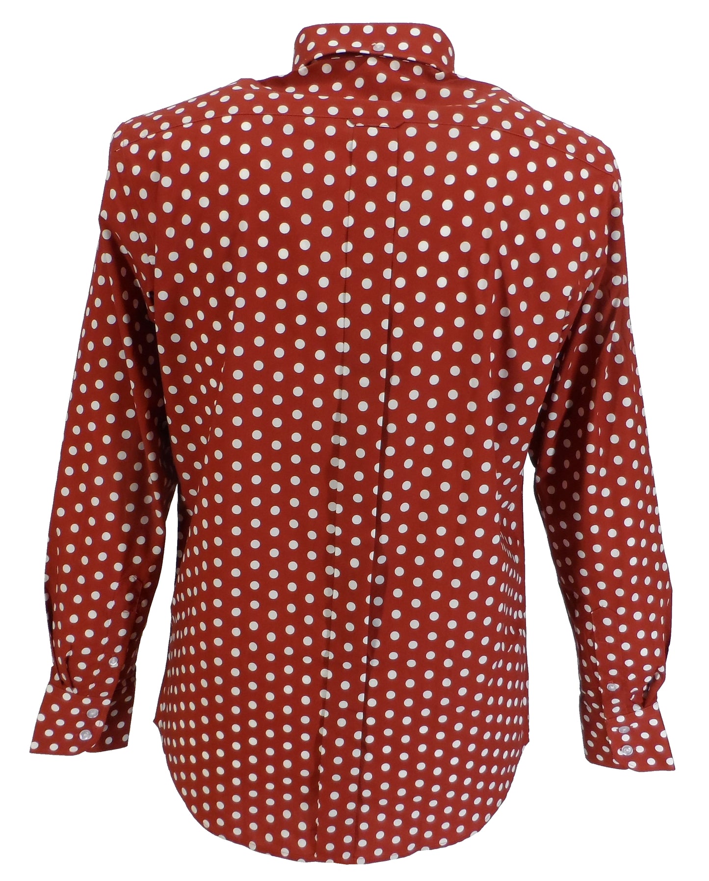 Mazeys Mens Brown and White Retro Mod Polka Dot 100% Cotton Shirts…