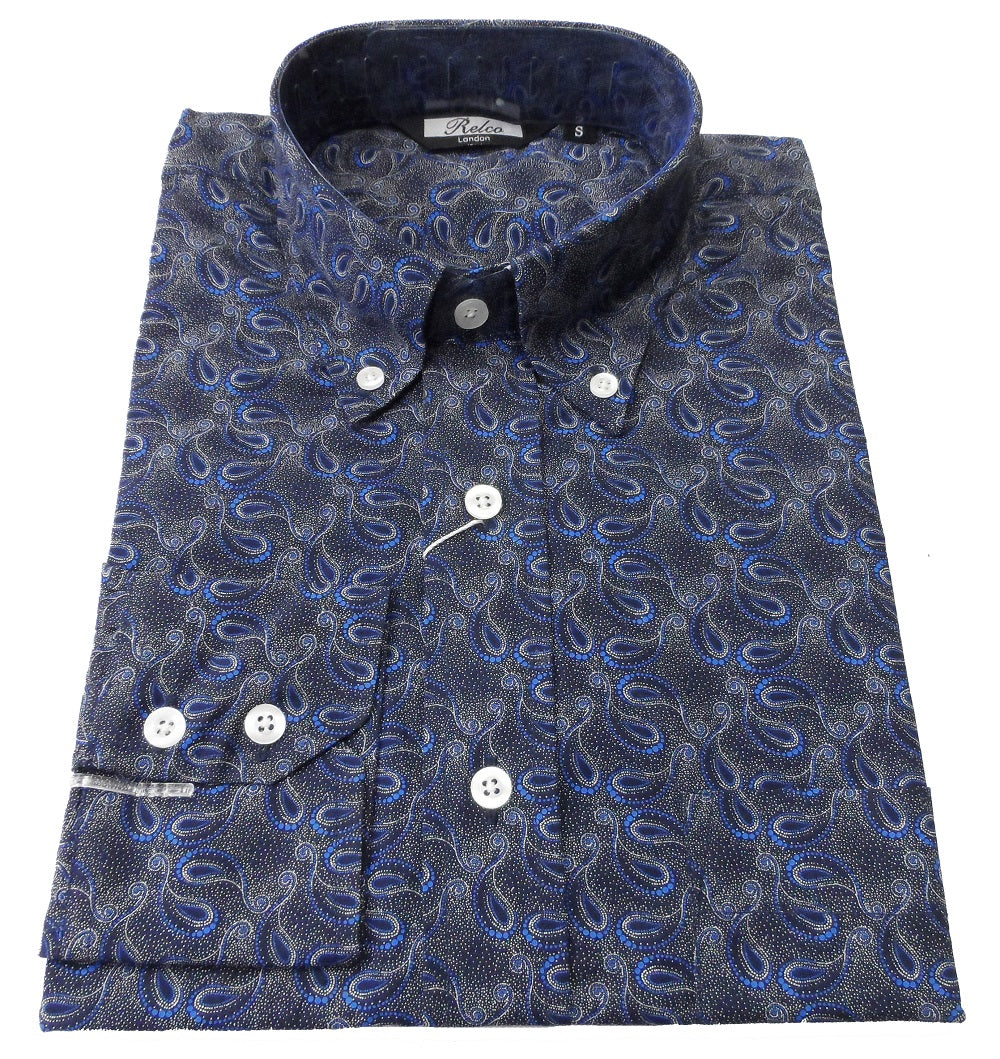 navy paisley shirt