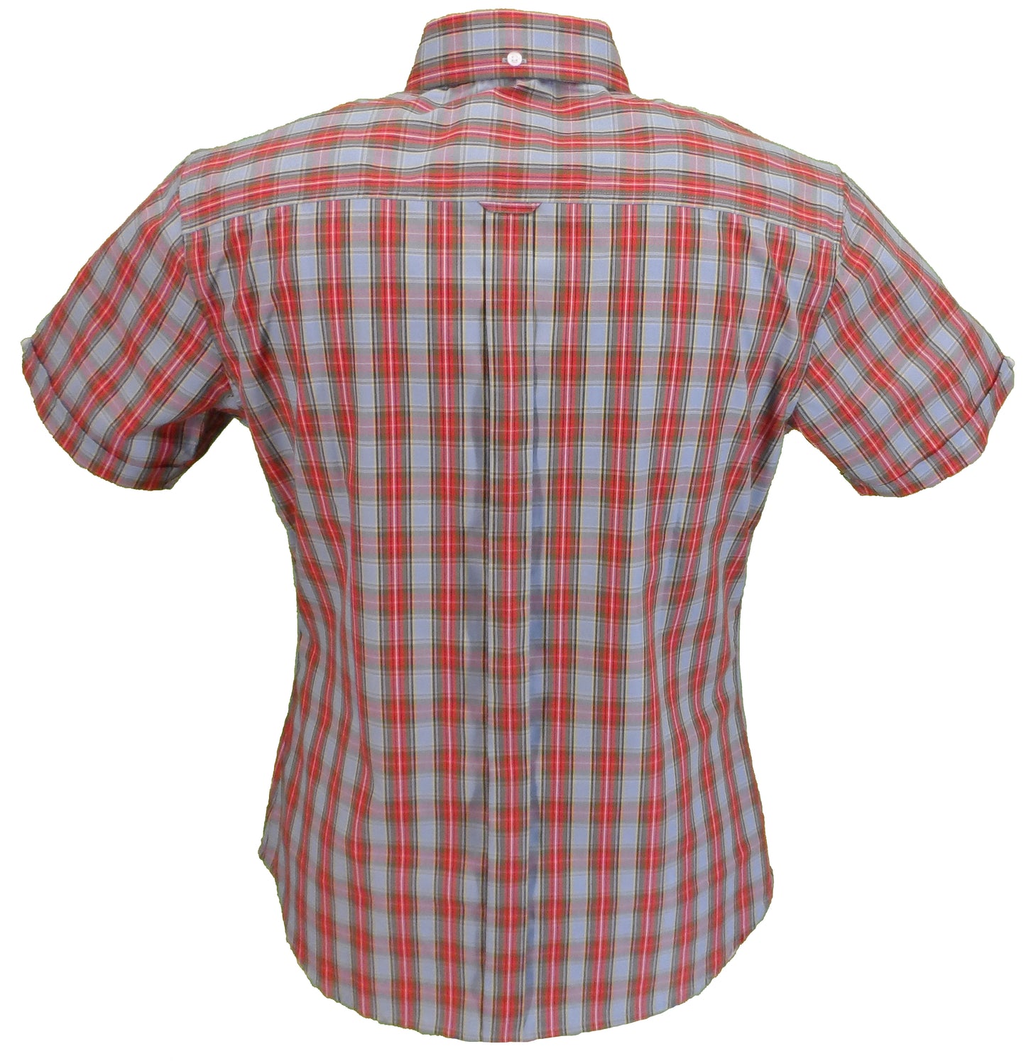 Relco Ladies Blue & Burgundy Checked Button Down Short Sleeved Shirts