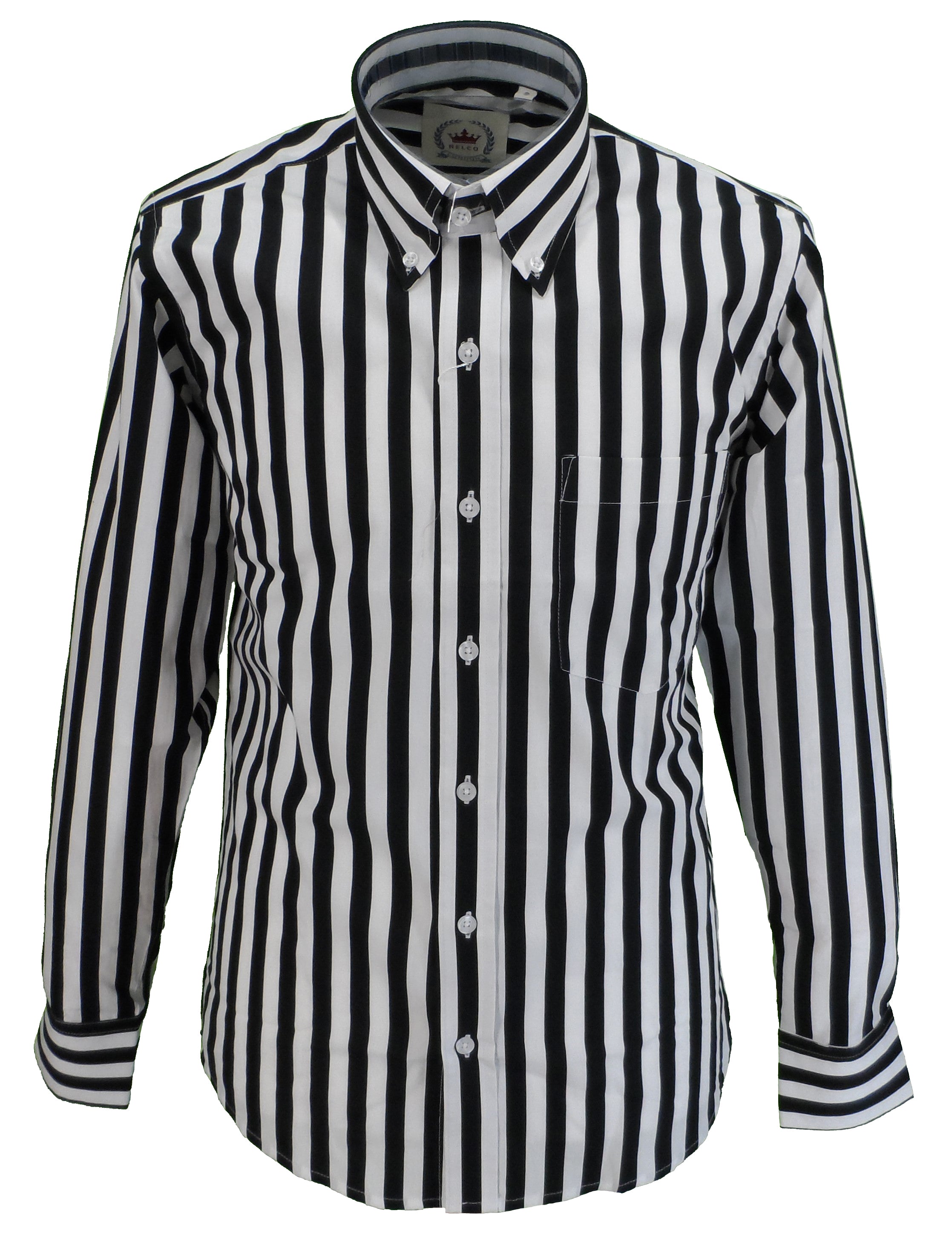 Mens long sleeve black white striped shirt by skirtstar on etsy
