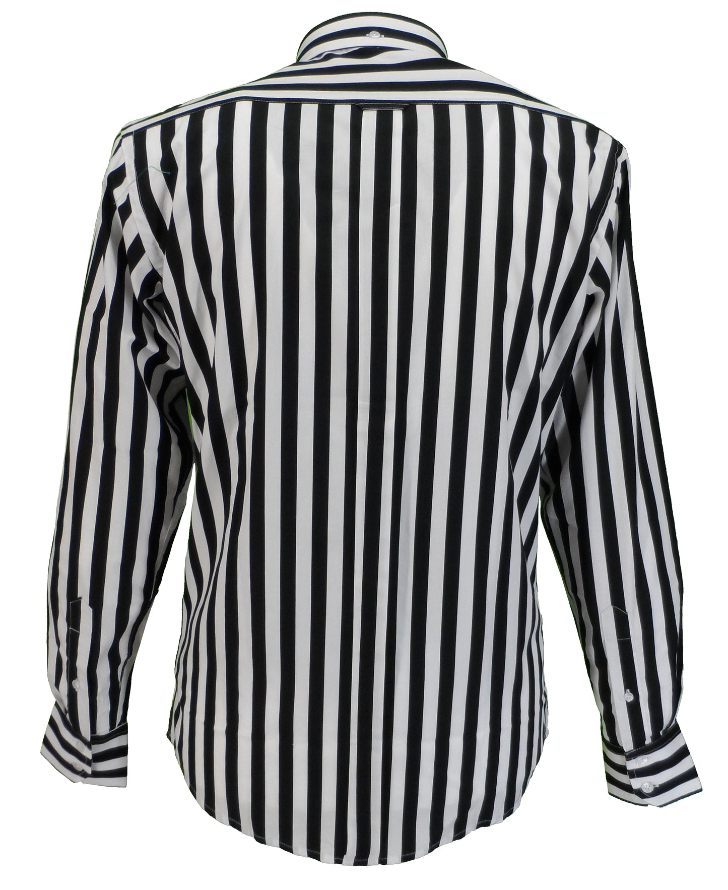 Relco Black & White Stripe Cotton Long Sleeved Retro Mod Button Down Shirts