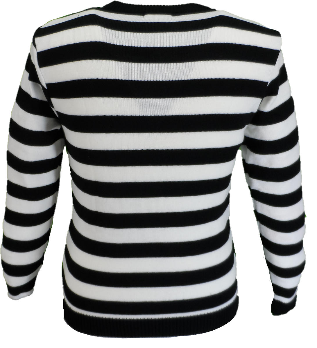 Men's Black and White Retro Striped Jumper