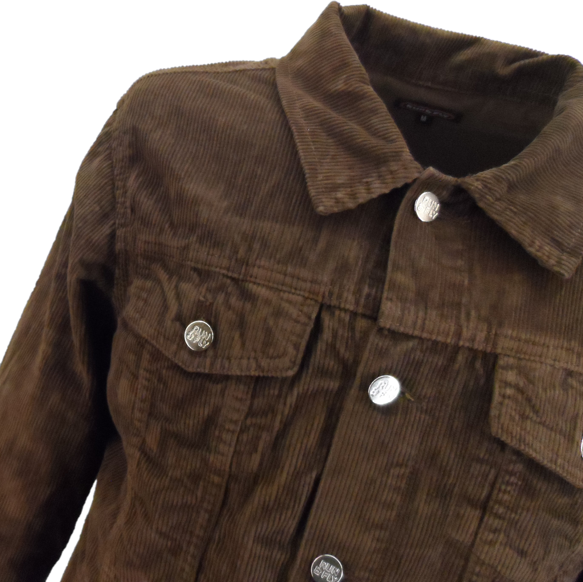 Run & Fly Mens 60s Retro Vintage Cord Western Brown Trucker Jacket