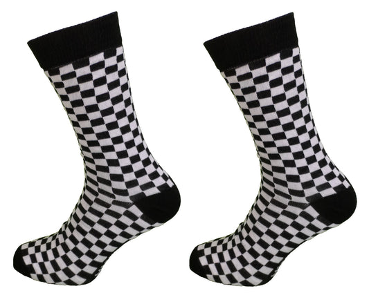 Mens 2 Pair Pack Ska 2 Tone Check Retro Socks