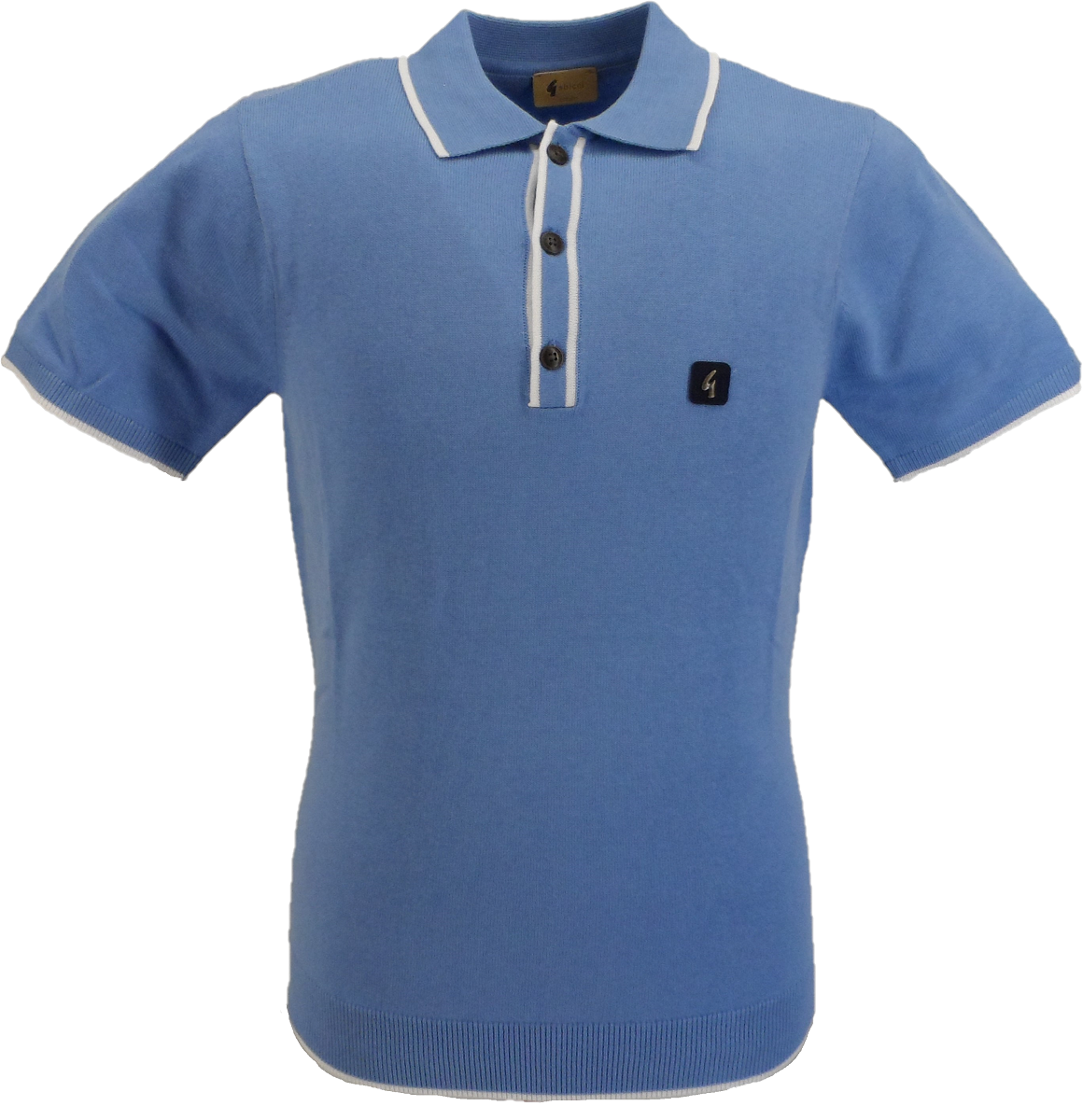 Gabicci Vintage Mens Seaway Blue Lineker Knitted Polo Shirt