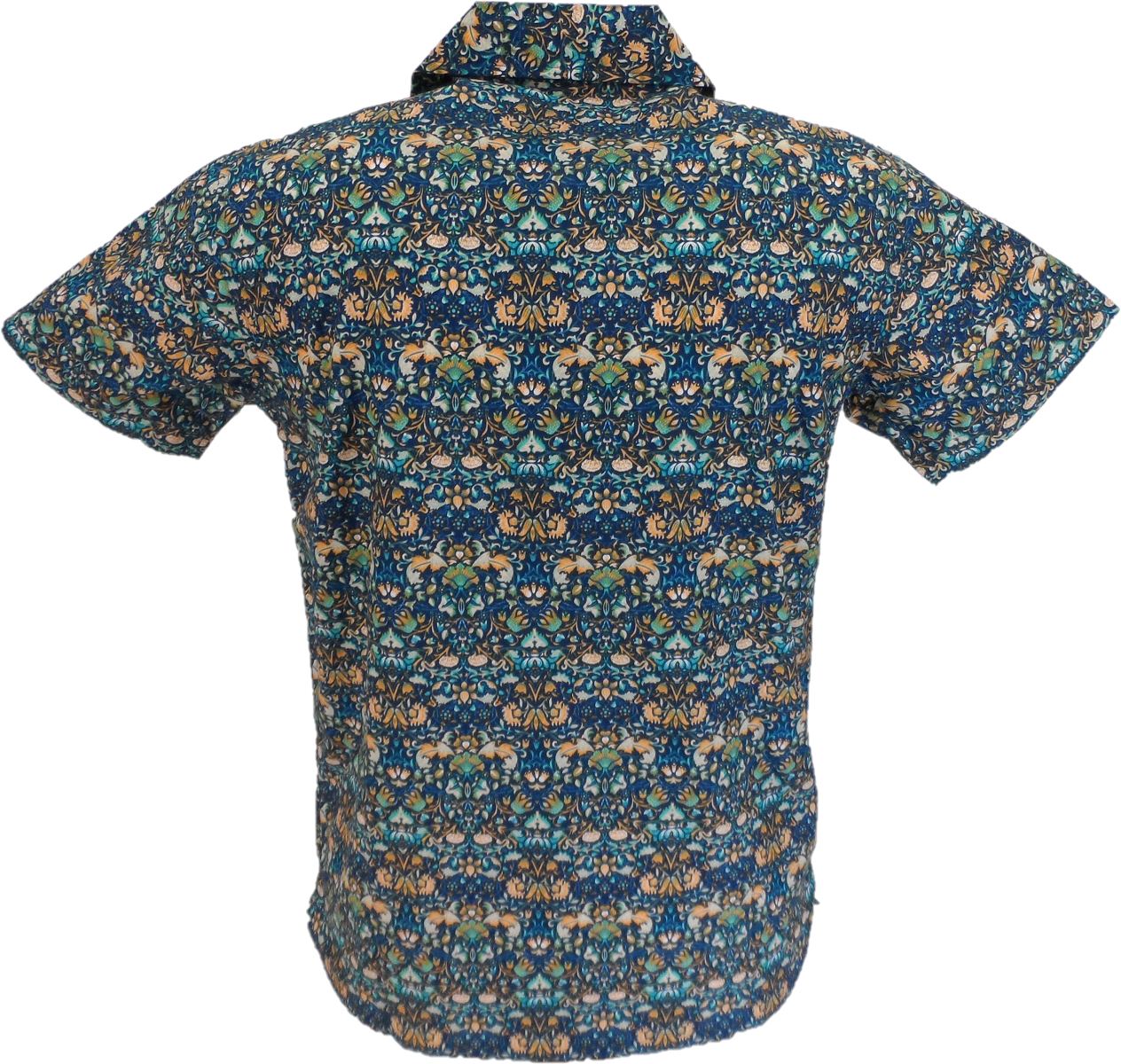 Relco Mens Blue Multi Paisley Retro Hawaiian Shirt